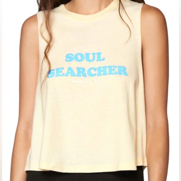 NWT Spiritual Gangster Soul Searcher Yellow Blue Crop Muscle Tank Top‎ L - Picture 2 of 8